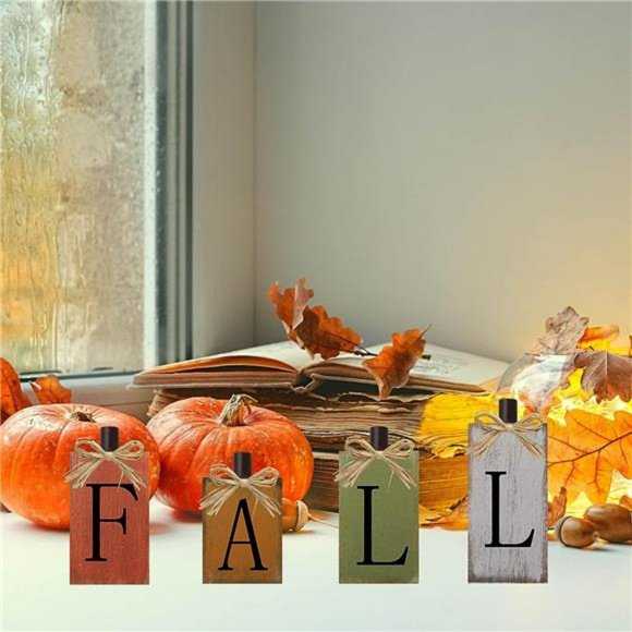 Thanksgiving Fall Signs Wooden Table Sign Vintage Farmhouse Fall Block Sign - Picture 5 of 7